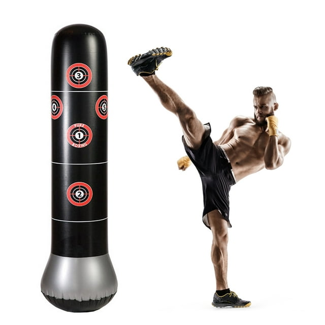 RUNACC Punching Bag with Air Pump for Kids & Adult, Inflatable Punching Tower Bag Freestanding Children Fitness Play Adults De-Stress Boxing Target Bag, 31.7 Oz.