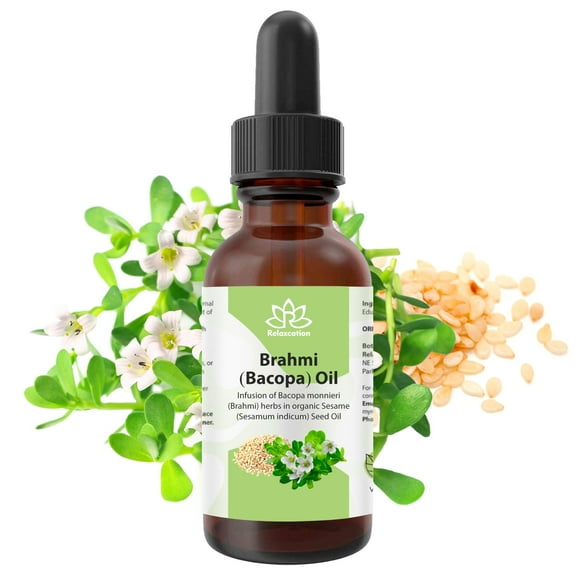 Relaxcation Brahmi (Bacopa monnieri) Oil, Cold-Pressed Ayurvedic Hair & Scalp Oil, 1 fl oz