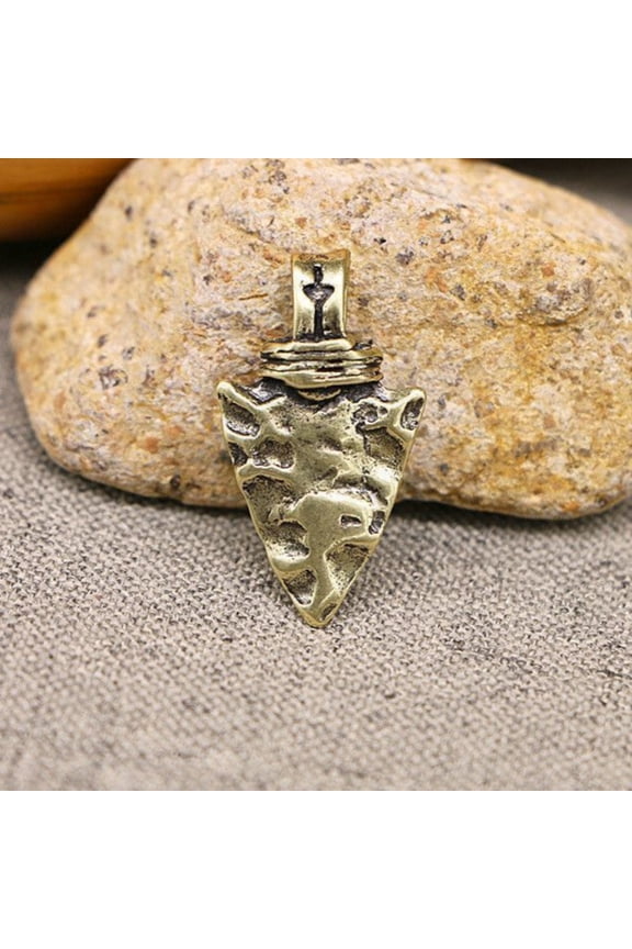 Pure Brass Arrowhead Pendant Indian Style Spear Keychain Vintage Copper Craft Gift for Men