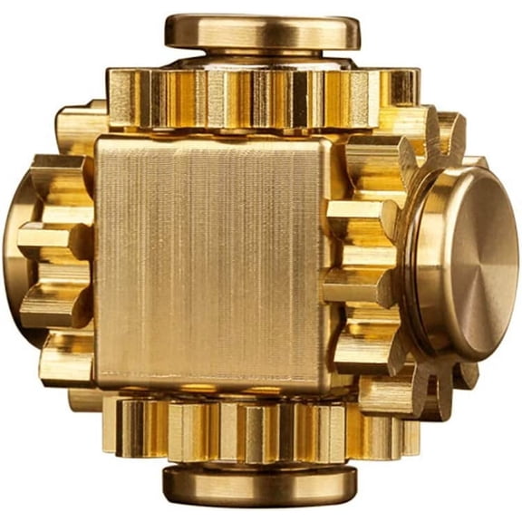 Pure Brass Cube Gears Linkage Anti-Anxiety Fidget Spinner Metal DIY EDC Meditation Break Bad Habits ADHD Finger Spinning for Adults,High Speed Precision Brass Material