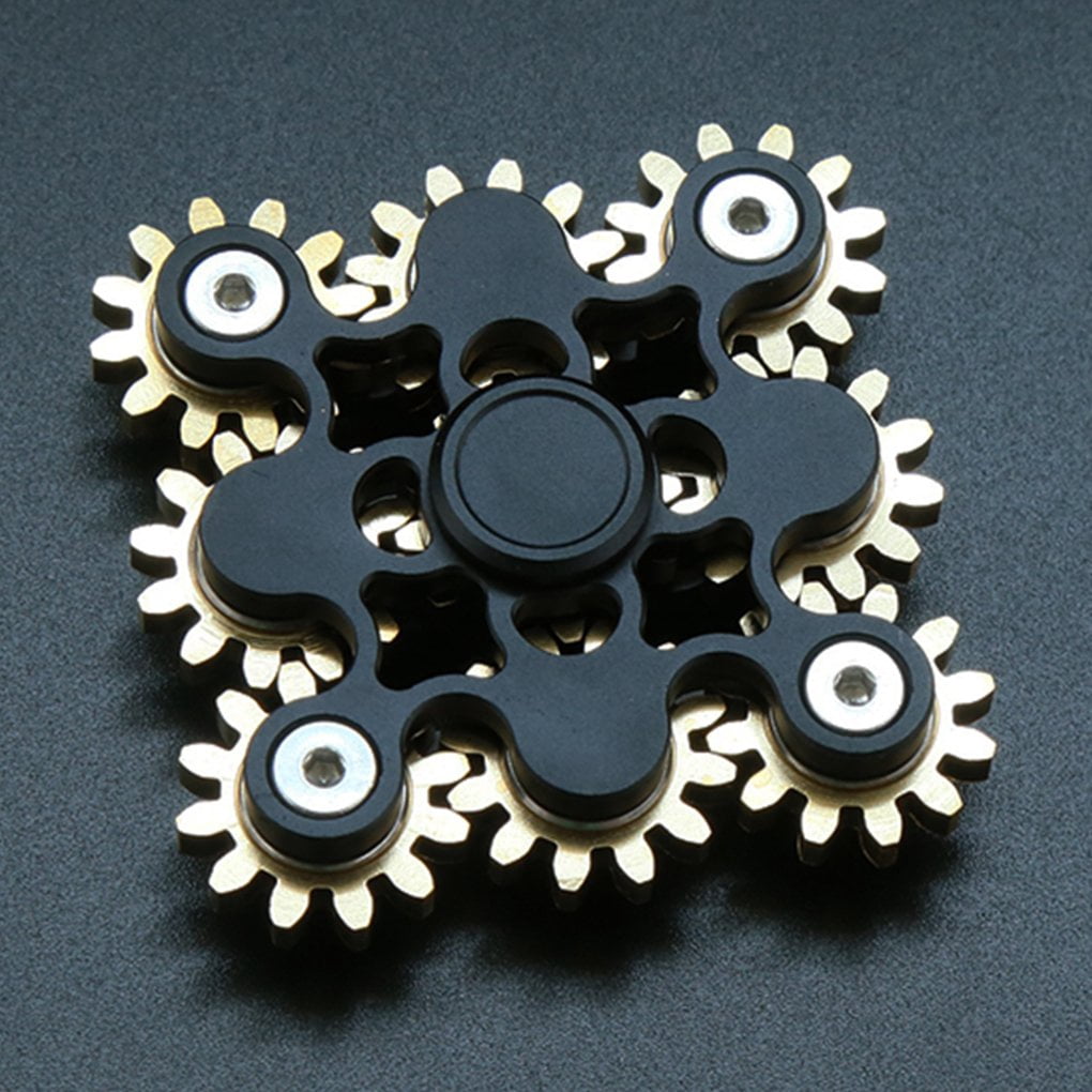 Pure Brass Fidget Spinner Gears Linkage Fidget Metal DIY Hand Spinner Spins Long Time EDC Focus Meditation Break Bad Habits ADHD with Multiple Premium Bearings (13 Bearings White)