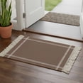 thumbnail image 1 of Pure Brown Bathroom Rug 2'x3', Simple Solid Color Low Profile Front Entryway Rug with Tassels, Woven Cotton Washable Kitchen Mat Carpet for Foyer Bedroom Back Door Decor, 1 of 9