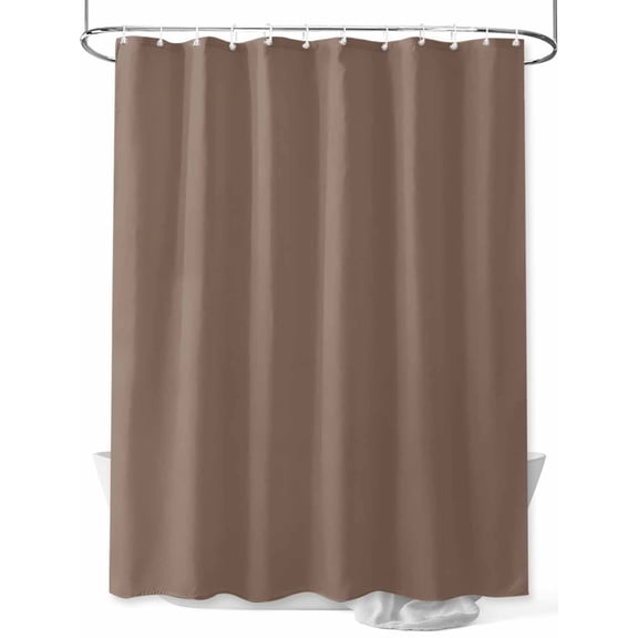 Pure Brown Long Shower Curtain Set, Waterproof Shower Curtains for Bathroom, Simple Solid Color Washable Fabric Cloth Bath Curtain for Bathtub Decoration with Hooks 72x84 Inches