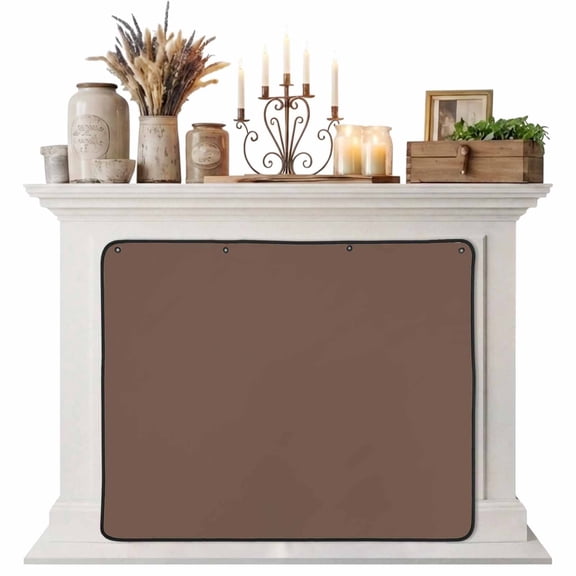Pure Brown Magnetic Fireplace Cover, Fireplace Draft Blocker, Simple Solid Color Fireplaces Blanket for Heat Loss/Cold Air, Fireplaces Draft Stopper Cover for Inside 36"x27"