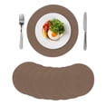 thumbnail image 1 of Pure Brown Round 15 Inch Placemats Set of 8, Simple Solid Color HeatResistant Non Slip Place Mats for Dining Table, Wipeable Braided Kitchen Table Mats for Housewarming, 1 of 9
