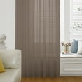 thumbnail image 1 of Pure Brown Semi Sheer Curtains Drapes for Living Room, Bedroom, French Doors Window 54 Inches Long, Simple Solid Color Rod Pocket Chiffon Curtain Drapery Voile Draperies Panel, 1 of 6