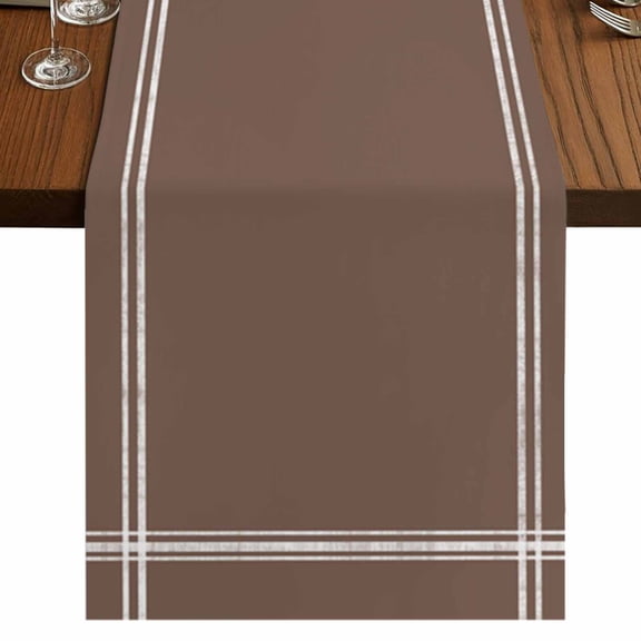 Pure Brown Short Table Runner 36 Inches Long, Simple Solid Color Cotton Linen Table Runners Dresser Scarves, Fabric Tabletop Scarf Furniture Cover for Home Dinner Party Decor 13"x36"
