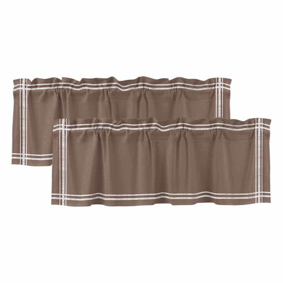 Pure Brown Valances for Windows, Simple Solid Color Light Filtering Kitchen Curtains, Rod Pocket Window Valance Curtains for Living Room Bedroom, 54" W x 18" L, 2 Panels