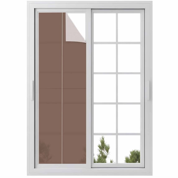 Pure Brown Window Privacy Film, Simple Solid Color Static Cling UV Sun Blocking Heat Control Window Tint Day and Night, Non-Adhesive Reusable One Way Windows Privacy Cover 17.7''x78.7''