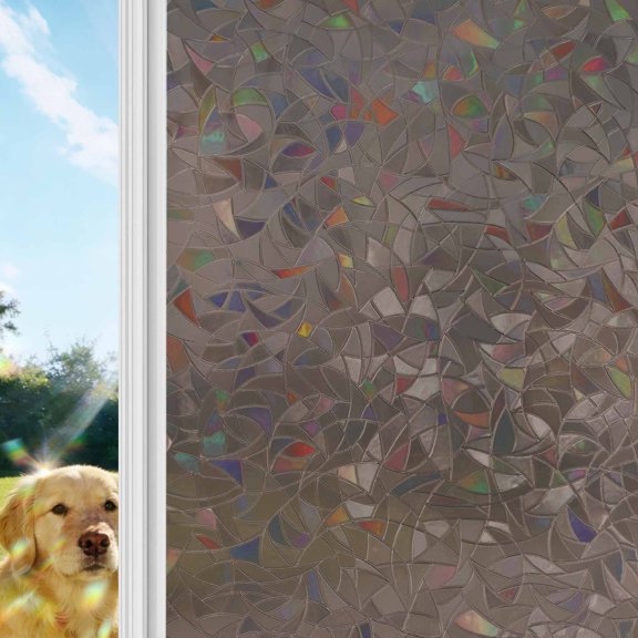 Pure Brown Window Privacy Film Stain Glass, Reusable Decorative Rainbow Window Film, Simple Solid Color Non-Adhesive Static Cling Sun Blocking Stickers Decals Covers 19.6" x 39.3" (2pcs)
