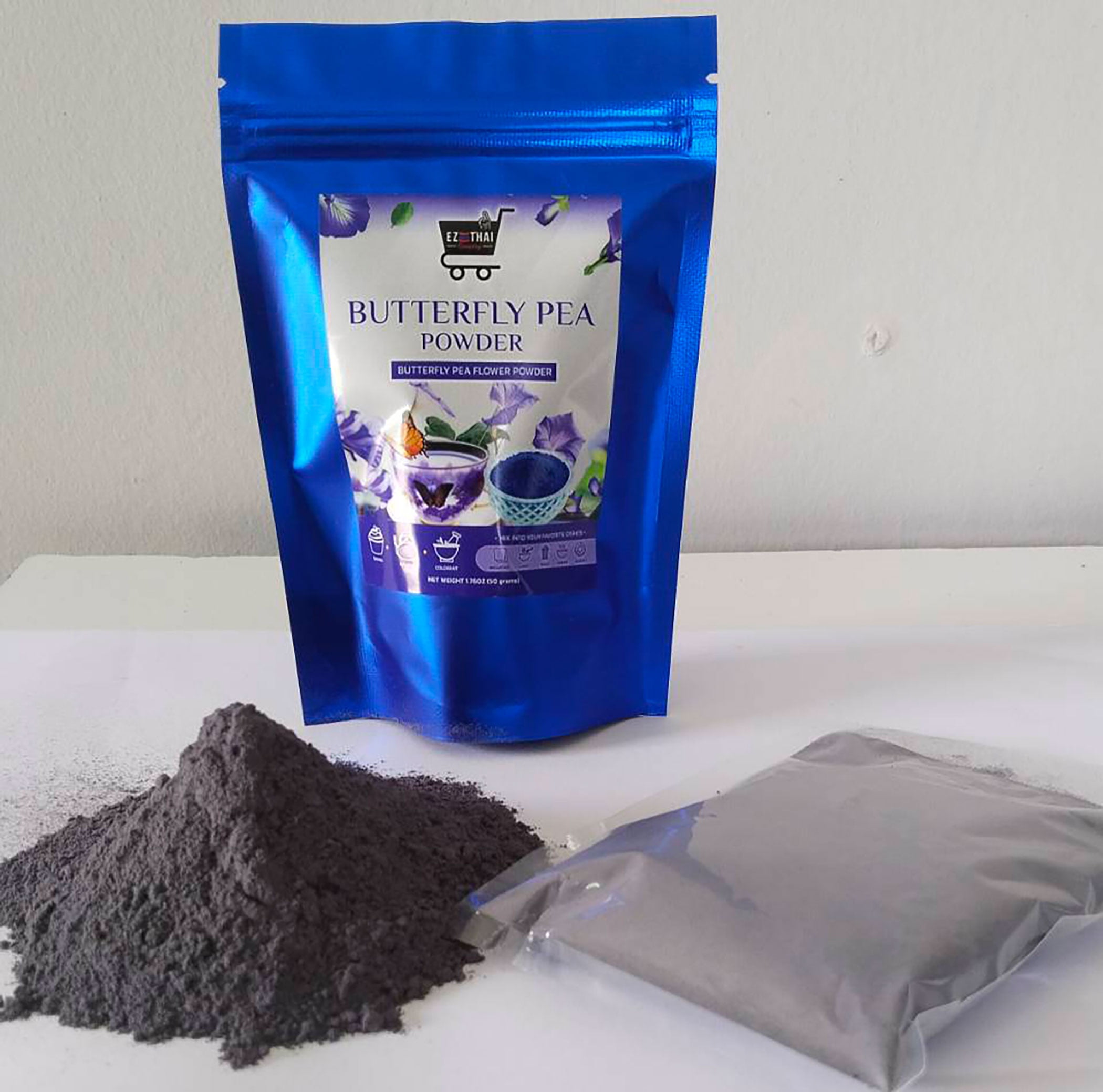 Pure Butterfly Pea Flower Powder 1.76oz (50g) | 100% Natural Blue Herbal Tea | Vibrant Color For Drinks & Food | Natural Food Coloring | Authentic Thai Local Farmer Origin