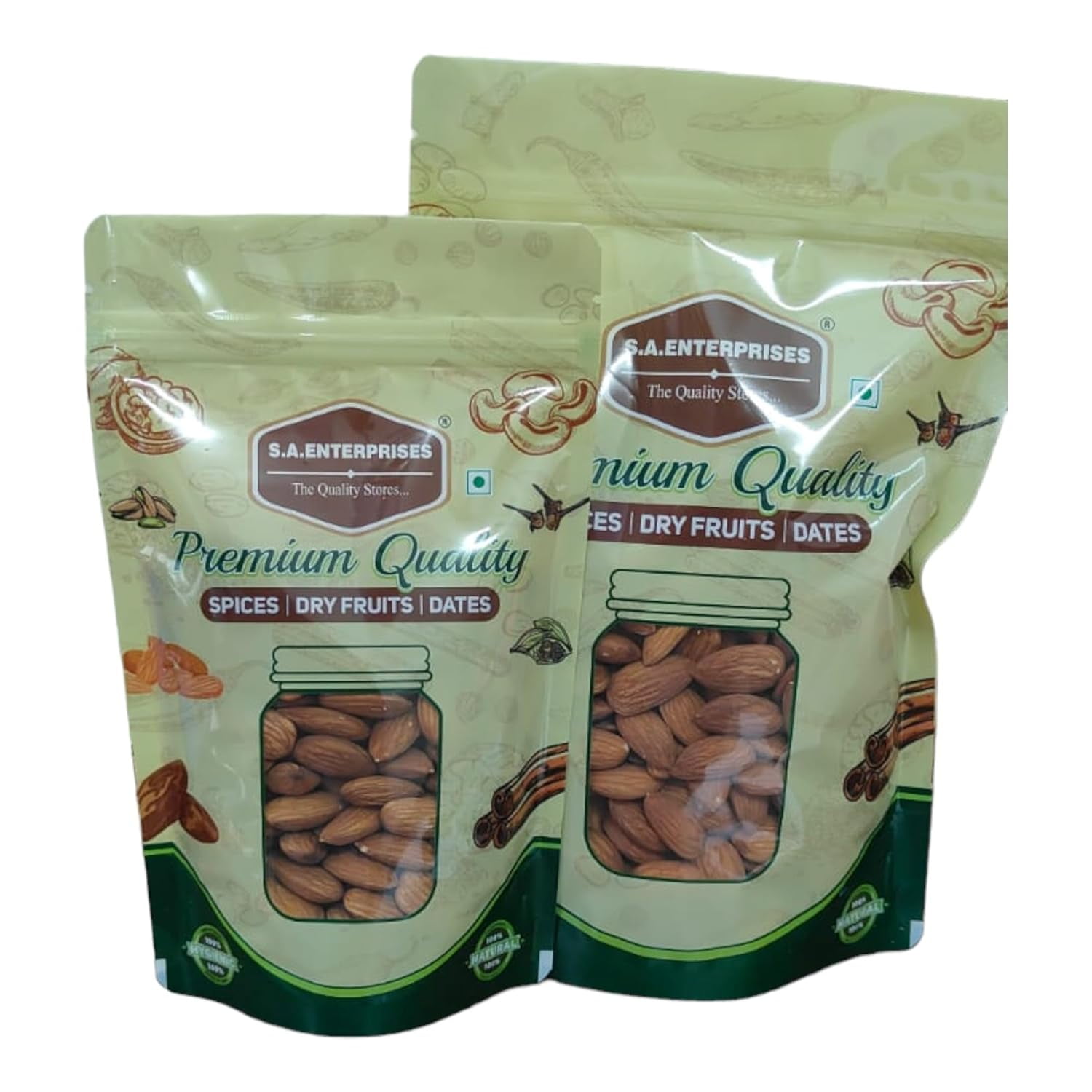 Pure California Almond Nuts By S.A.Enterprises 600gm, (200gm * Pack Of 3) | Nutritious Healthy Snacking Good For Health | 21.1 Ounce