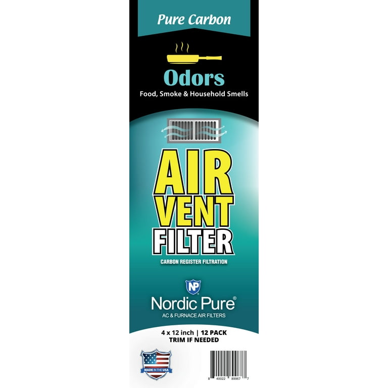 Pure Carbon Air Vent Filters 4x12 Register Vent Filters 1 Pack of 12