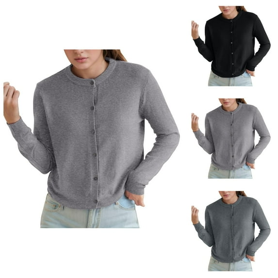 Pure Cardigan Twin Sets For Women Round Neck Long Sleeve Button Down Soft & Warm Sweater Cardigan Sweaters for Women
