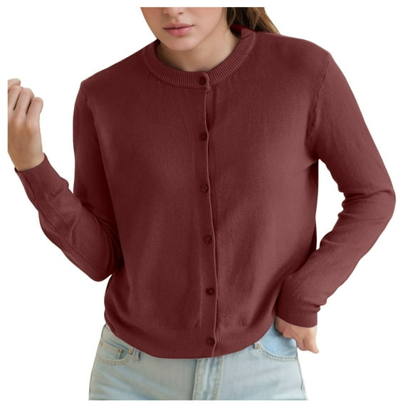 Pure Cardigan Twin Sets For Women Round Neck Long Sleeve Button Down Soft & Warm Sweater
