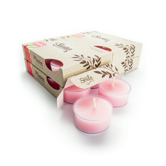 Pure Carnation Tealight Candles Bulk Pack - 24 Pink Premium Scented Tea Lights - Essential & Natural Oils - Shortie's Candle Company