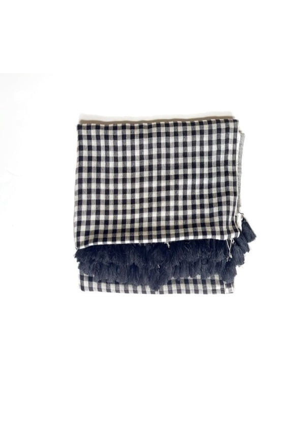 Pashmina Wool Blend Women's Checkered Shawl, Black and White, 1-Piece
