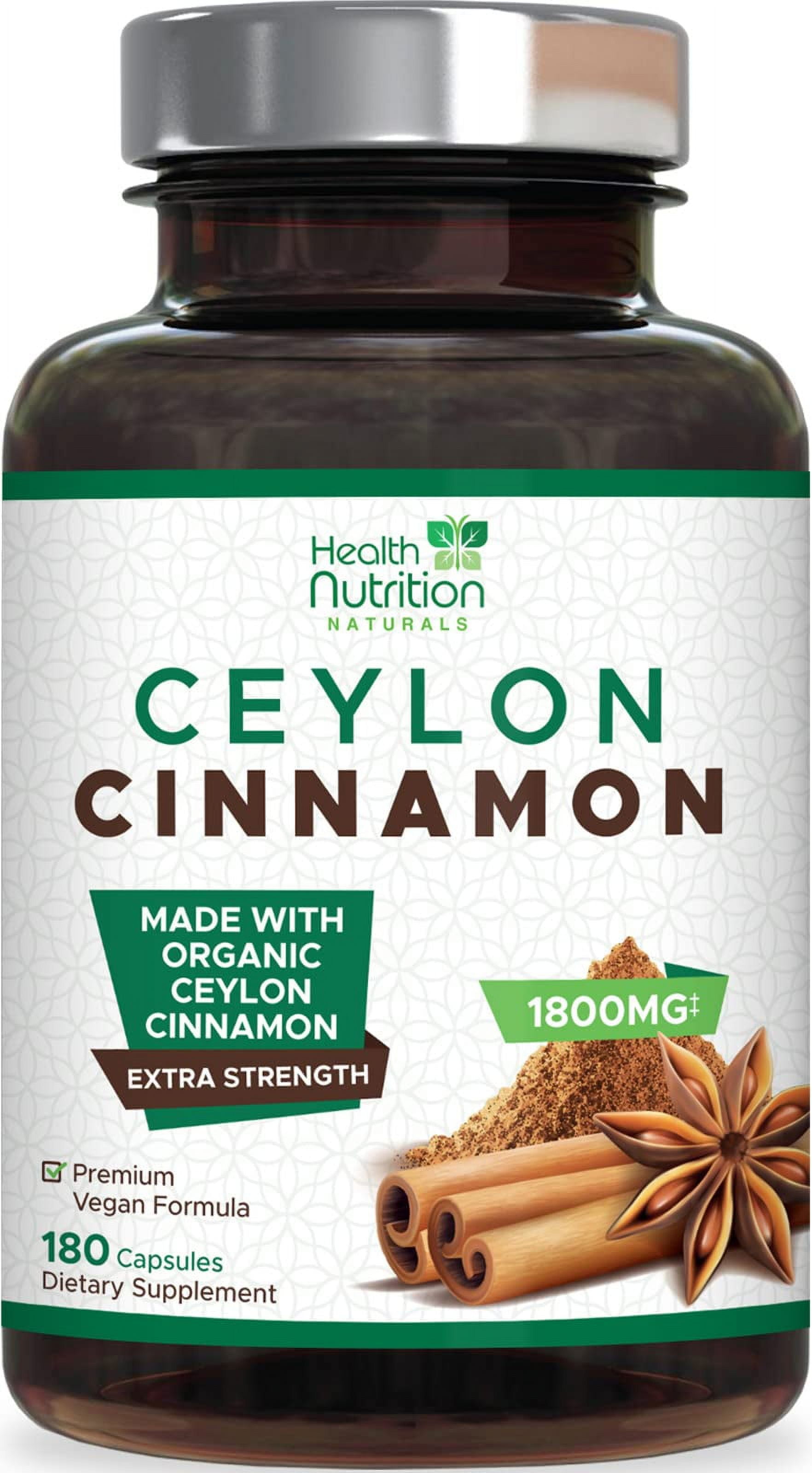 Pure Ceylon Cinnamon Capsules Certified Organic Cinnamon Pills, Non