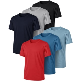 Pure Champ Boys' Athletic Shirts, 6 Pack, Short Sleeve, Quick-Dry, Moisture-Wicking, Sizes 2T-18/42