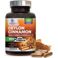 thumbnail image 1 of Organic Ceylon Cinnamon Capsules - Extra Strength Certified Organic Ceylon Cinnamon 1800mg Per Serving Supplement Pill - Energy & Heart Support Antioxidant for Women & Men, Bottled USA - 120 Capsules, 1 of 10