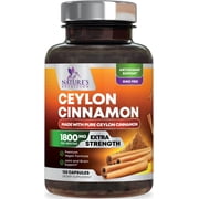 Organic Ceylon Cinnamon Capsules 1800mg - Extra Strength Certified Organic Ceylon Cinnamon Supplement - Energy & Heart Support Antioxidant Pill for Women & Men, Bottled USA - 120 Capsules