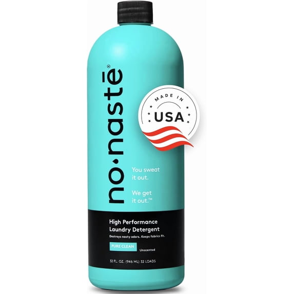Pure Clean Activewear Laundry Detergent (32 Fl Oz, Pack of 1) – High Performance Detergent, Eliminates Trapped Sweat & Odors | Laundry Safe for Fabrics and Sportswear, Unscented, 16 Loads