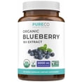 thumbnail image 1 of Pure Co Certified Organic Blueberry Extract Capsules - High Potency 10:1 Blueberry Supplement with 5000mg Herbal Equivalent for Wellness Brain & Immune Support - 60 Capsules, 1 of 8