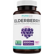 Pure Co 5,000mg Organic Elderberry Capsules for Immune Support, 101 Elderberry Extract, 30 Capsules