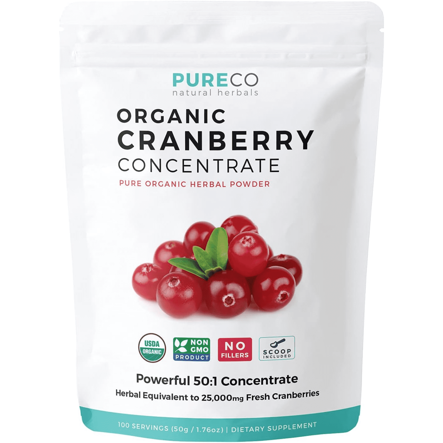 Pure Co Organic Cranberry Concentrate Powder UTI & Kidney Support