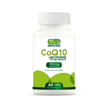 Eravibe CoQ10   Bioperine, High Absorption, Antioxidant, Gluten-Free, 60 Veggie Capsules