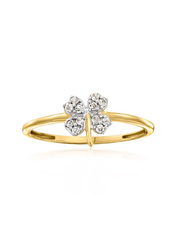 Pure Collection by Ross-Simons 0.10 ct. t.w. Diamond 4-Leaf Clover Ring in 18kt Gold Over Sterling, Women's, Adult