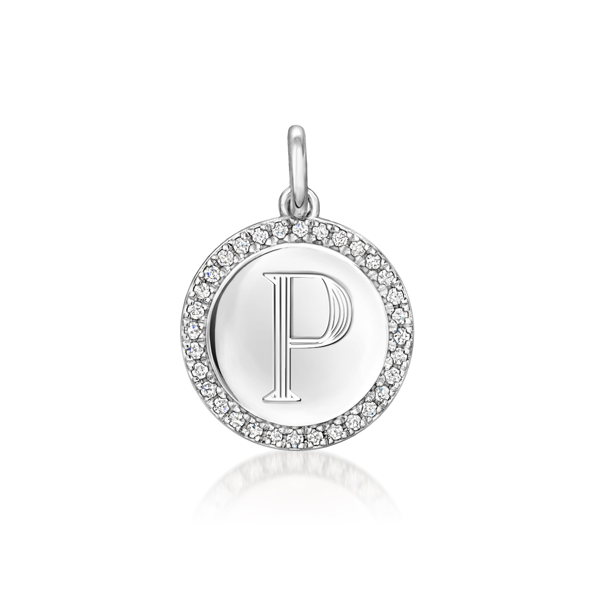 RS PURE Pure Collection by Ross-Simons 0.10 ct. t.w. Diamond Personalized Circle Charm in Sterling Silver, Women's, Adult
