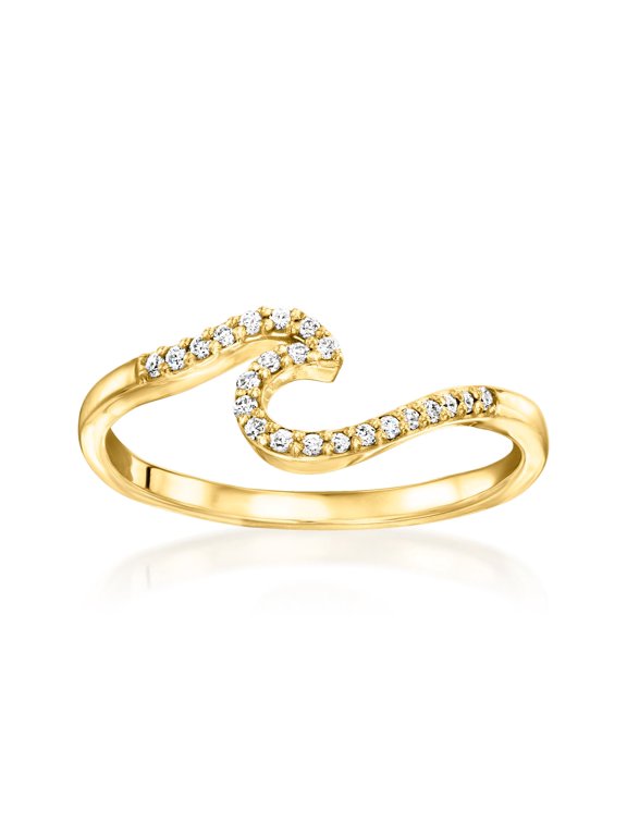 Pure Collection by Ross-Simons 0.12 ct. t.w. Lab-Grown Diamond Wave Ring in 18kt Gold Over Sterling, Women's, Adult