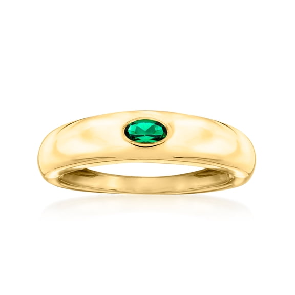 Pure Collection by Ross-Simons 0.20 Carat Oval Lab-Grown Emerald Ring in 18kt Gold Over Sterling, Women's, Adult