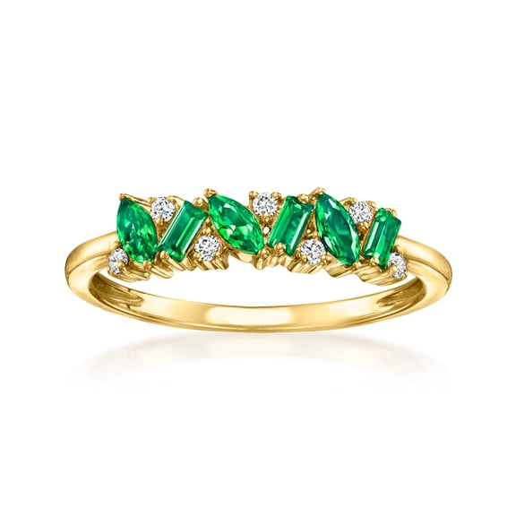 Pure Collection by Ross-Simons 0.20 ct. t.w. Lab-Grown Emerald Ring With Lab-Grown Diamonds in 18kt Gold Vermeil, Women's, Adult