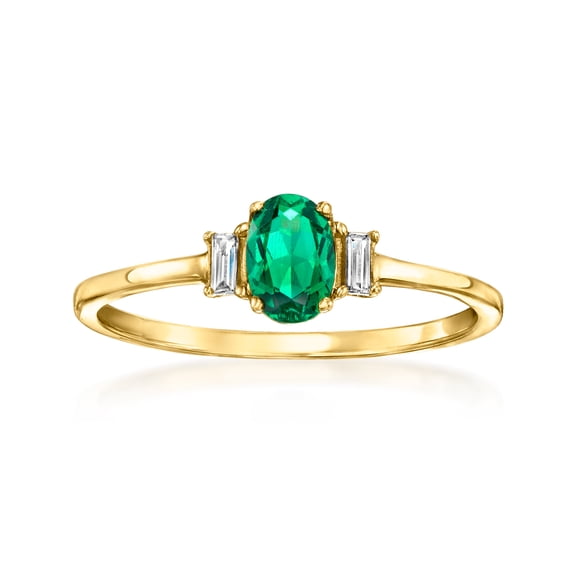 Pure Collection by Ross-Simons 0.40 Carat Lab-Grown Emerald Ring With Lab-Grown Diamonds in 18kt Gold Over Sterling, Women's, Adult