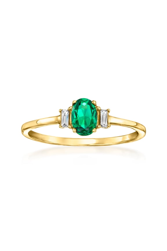 Pure Collection by Ross-Simons 0.40 Carat Lab-Grown Emerald Ring With Lab-Grown Diamonds in 18kt Gold Over Sterling, Women's, Adult