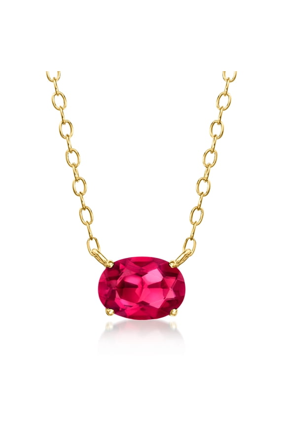 Pure Collection by Ross-Simons 0.60 Carat Oval Lab-Grown Ruby Necklace in 18kt Gold Vermeil, Women's, Adult