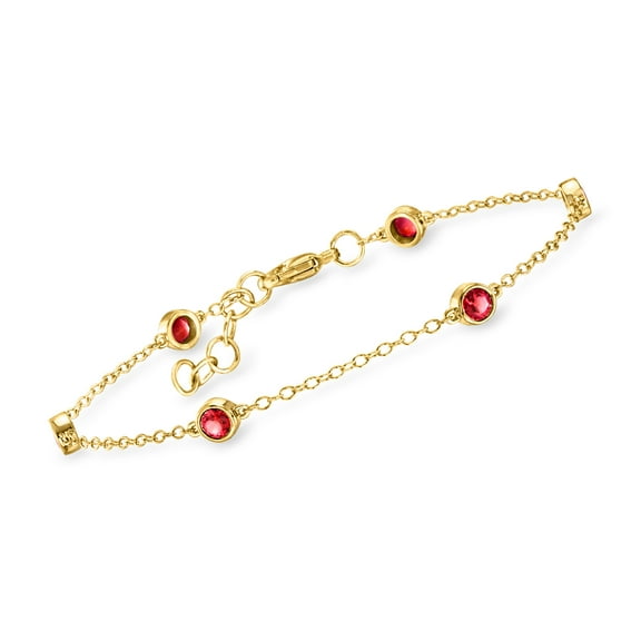 Pure Collection by Ross-Simons 0.80 ct. t.w. Bezel-Set Lab-Grown Ruby Station Bracelet in 18kt Gold Over Sterling, Women's, Adult