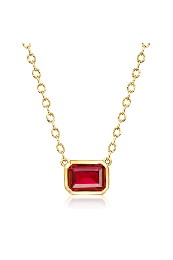Pure Collection by Ross-Simons 0.90 Carat Lab-Grown Ruby Necklace in 18kt Gold Over Sterling, Women's, Adult