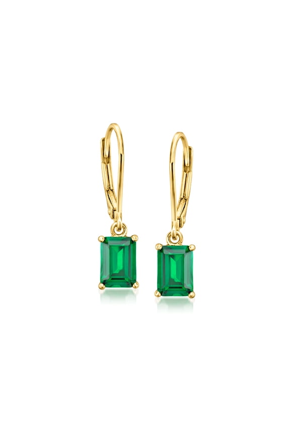 Pure Collection by Ross-Simons 1.20 ct. t.w. Lab-Grown Emerald Drop Earrings in 18kt Gold Over Sterling, Women's, Adult