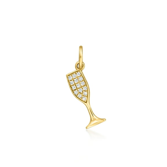 Pure Collection by Ross-Simons 14kt Yellow Gold Champagne Flute Charm With Diamonds, Women's, Adult