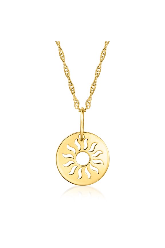 Pure Collection by Ross-Simons 14kt Yellow Gold Sun Cut-Out Charm Necklace, Women's, Adult