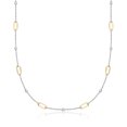 thumbnail image 1 of Pure Collection by Ross-Simons 18kt Gold Over Sterling and Sterling Silver Paper Clip Link Bead Station Necklace, Women's, Adult, 1 of 6
