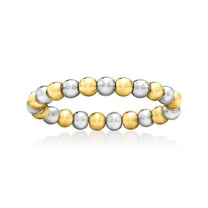 Pure Collection by Ross-Simons 3mm Sterling Silver and 14kt Yellow Gold Bead Stretch Ring, Women's, Adult