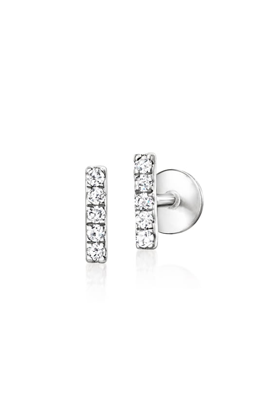 Pure Collection by Ross-Simons Diamond Bar Flat-Back Stud Earrings in Sterling Silver, Women's, Adult