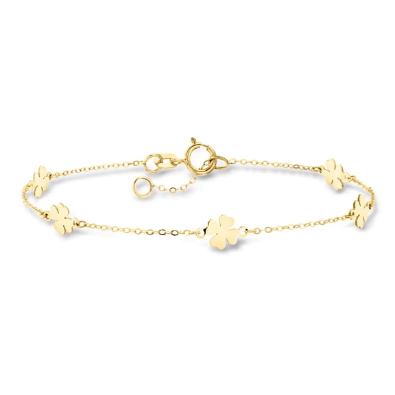 Pure Collection by Ross-Simons Italian 10kt Yellow Gold Clover Station Bracelet, Women's, Adult