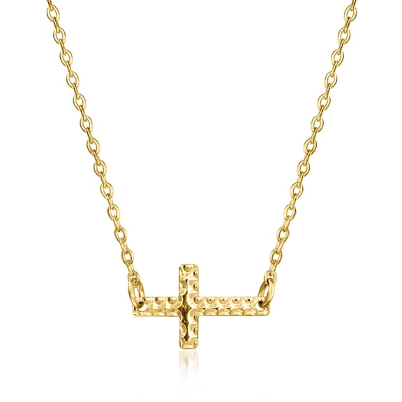 Pure Collection by Ross-Simons Italian 10kt Yellow Gold Sideways Cross Necklace, Women's, Adult