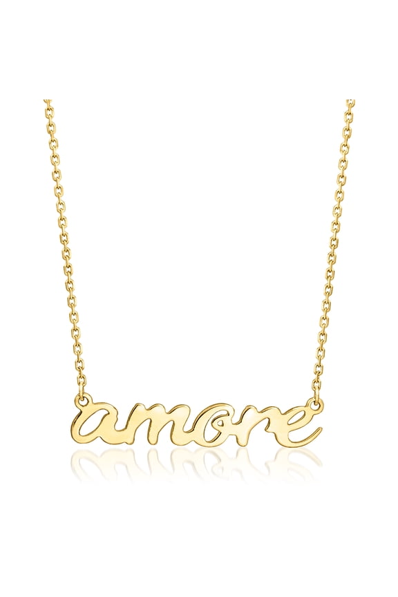 Pure Collection by Ross-Simons Italian 14kt Yellow Gold "Amore" Necklace, Women's, Adult