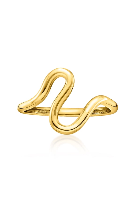 Pure Collection by Ross-Simons Italian 14kt Yellow Gold Asymmetrical Wave Ring, Women's, Adult